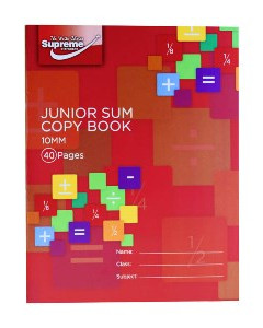 Supreme Stationery Junior Sum Copy 10mm 40 Pg Pack of 20