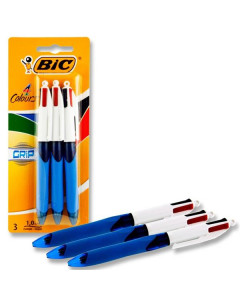 Bic 4 in 1 Ballpoint Pen - Grip Pack of 3