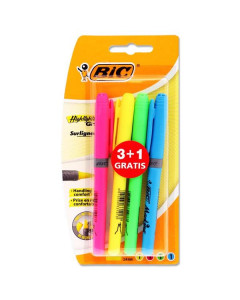 Bic Grip Highlighter Pens Card 3+1Free