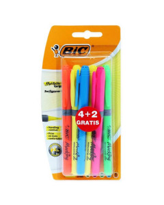 Bic Grip Highlighter Pens Card 4+2Free