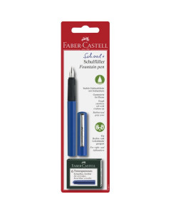 Faber School Fountain Pen Blue With 6 Cartridges