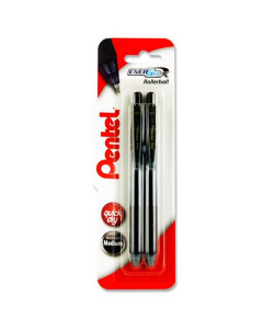 Pentel Energel Rollerball Black Gel Pens Carded Set of 2