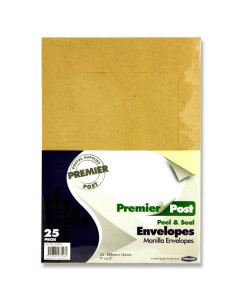 Premier Post C5 Brown Envelopes Pk of 25 Peel & Seal