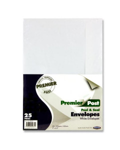 Premier Post C5 White Envelopes Pk of 25 Peel & Seal
