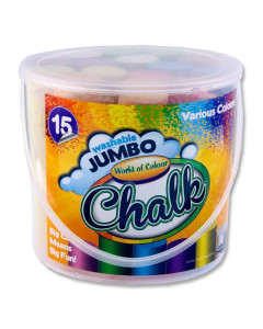 Jumbo Sidewalk Chalk - Coloured Bucket 15