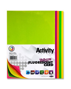 Premier Activity Card Fluorescent 40 Sheets -  A4 160gsm 