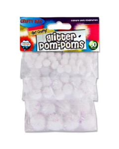 Crafty Bitz Pkt.60 Glitter Pom Poms - White