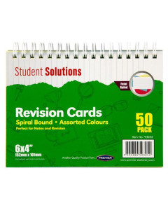 Student Solutions Spiral Bound Revision Cards 6X4 50Pk Colour