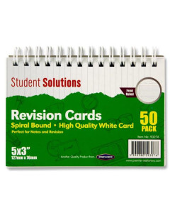 Student Solutions Spiral Bound Revision Cards 5X3 50Pk White