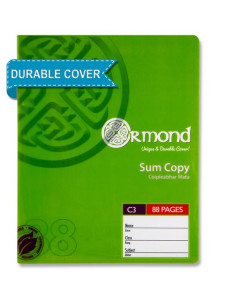 Ormond 88pg C3 Durable Cover Sum Copy Book Pack of 5
