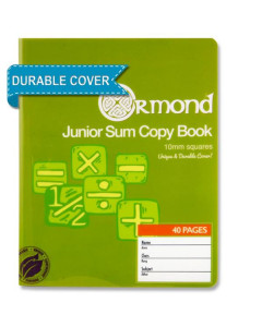 Ormond 40pg 10mm Sq Durable Cover Junior Sum Copy  Pack of 20