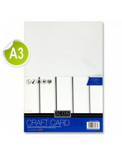 Icon Pkt.10 A3 220gsm Craft Card - White 