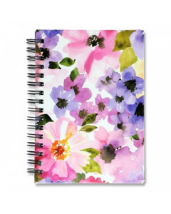Watercolour Flowers A6 160pg Wiro Notebook