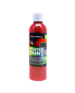 Icon 300ml Glitter Poster Paint - Red 