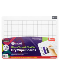 Dry Wipe Boards Packet 10 2cm Grid Ormond 