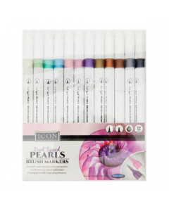 Icon Dual Tipped Brush Markers - Metallic Pearl Pkt.12