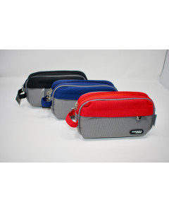 Supreme Triple Pencil Case Grey with Red, Black or Blue Trim PC-0254