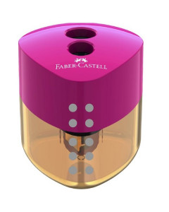 Faber Double Hole Trend Sharpener with Bin Pink