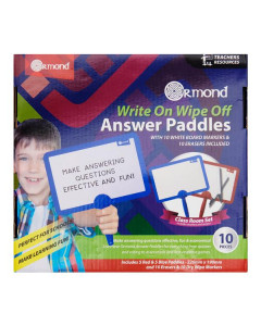 Ormond Write On Wipe Off Answer Paddles 10 Pack-including Markers and Erasers