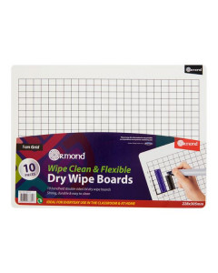 Dry Wipe Boards Ormond Pkt.10 228x305mm  - 1cm Grid