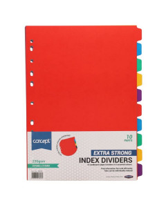 Premier Subject Dividers 10Part Extra Strong 230gsm