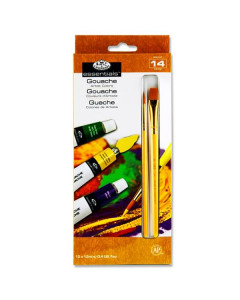 Royal & Langnickel Essentials  12ml Assorted Gouache Paints (pack of 12) & 2 Brushes