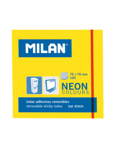 Milan 100 Neon Yellow Adhesive Notes 76 x 76 mm