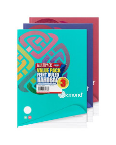 Ormond A4 160pg Hardcover Notebook 3 Pack