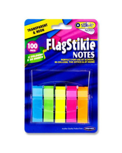 Sticky Notes Pop Up Flag Page Markers - Neon 5x20 Sheet 