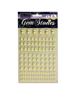 Icon Pkt.120 Self Adhesive Gem Stones - Pearl
